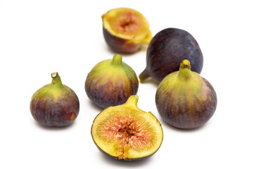Fresh figs. Fruit with half and quarter isolated on white background. With clipping path. 7