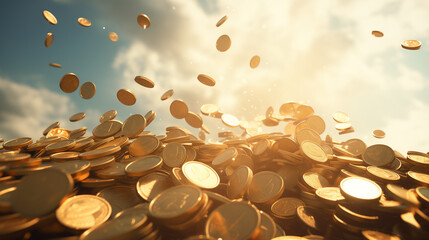 golden coins falling