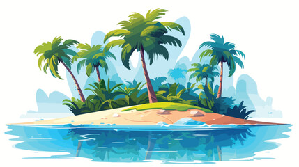 Fototapeta na wymiar Tropical island paradise with palm trees and crysta