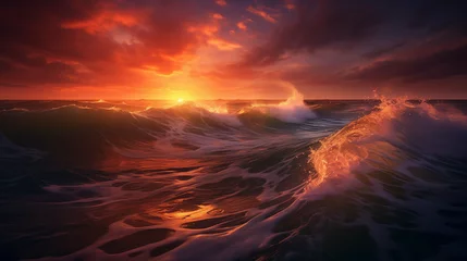 Fotobehang sunset over the sea © qaiser