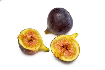 Fresh figs. Fruit with half and quarter isolated on white background. With clipping path. 2