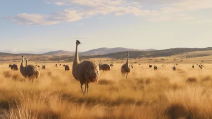Fotobehang ostrich in the desert © qaiser