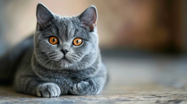 A charming British Shorthair cat posing with a calm and composed demeanor AI generated illustration