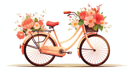 Fototapeta na wymiar Vintage bicycle with basket of flowers against a su