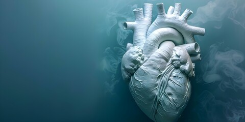 Anatomical heart in 3D with soft blue background merging science and art. Concept Anatomical Heart, 3D Model, Soft Blue Background, Science and Art Integration