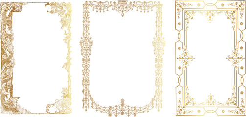 Set of Decorative vintage borders and frames set. Vector antique ornament.