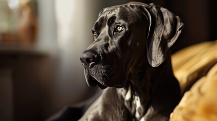 A loyal and devoted Great Dane with a gentle and noble demeanor  AI generated illustration - obrazy, fototapety, plakaty