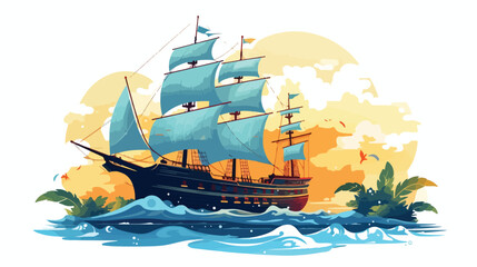 Whimsical pirate ship sailing the high seas in sear