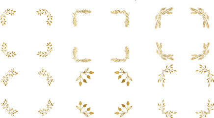 Gold floral ornament. Set of Decorative vintage frames and borders set