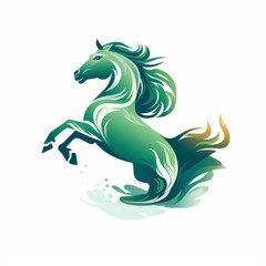 Obraz na płótnie Canvas Elegant Green Stallion Illustration