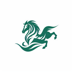 Elegant Green Horse Logo Design

