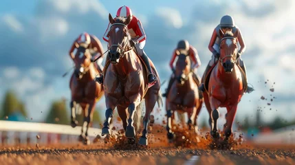 Foto op Plexiglas 3D Blender equestrian competition horses and riders © Naret