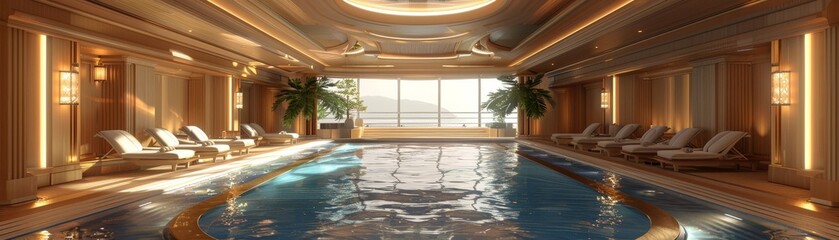 Obraz na płótnie Canvas 3D Blender luxury wellness cruise ship opulent and serene