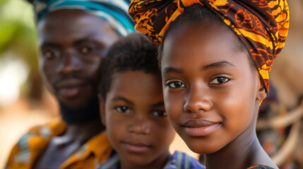 A captivating family moment with a father and his children, showcasing their deep connection and cultural pride. - obrazy, fototapety, plakaty