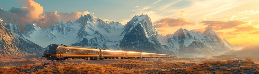 Blender model of a train winding through mountains rail travel icon