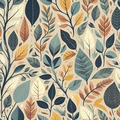 seamless pattern with leaves  pattern, seamless, leaf, vector, floral, flower, wallpaper, design, nature, illustration, autumn, texture, art, decoration, plant,Ai generated 
