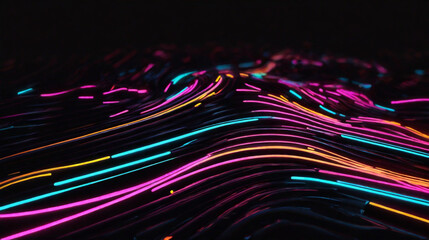 Neon lighting illustration of energy flow and connectivity, abstract design