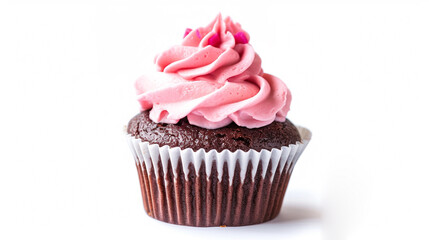 Cup cake on white background . Generative Ai
