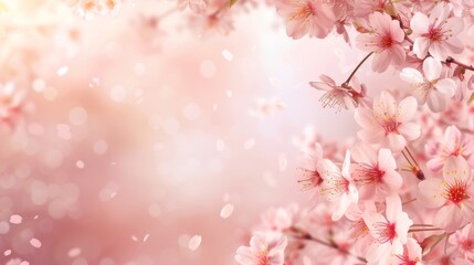 Cherry Blossom Bliss: Soft Pink Petals, Delicate Branches, Spring Bloom, Floral Elegance, Seasonal Beauty, Nature's Delight, Japanese Sakura, Botanical Charm, Serene Atmosphere, Romantic Ambiance