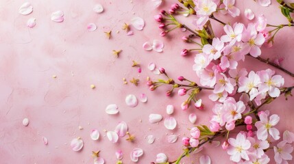 Cherry Blossom Bliss: Soft Pink Petals, Delicate Branches, Spring Bloom, Floral Elegance, Seasonal Beauty, Nature's Delight, Japanese Sakura, Botanical Charm, Serene Atmosphere, Romantic Ambiance