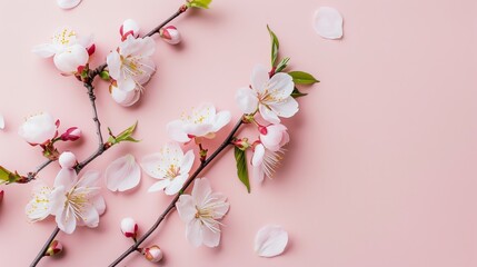Cherry Blossom Bliss: Soft Pink Petals, Delicate Branches, Spring Bloom, Floral Elegance, Seasonal Beauty, Nature's Delight, Japanese Sakura, Botanical Charm, Serene Atmosphere, Romantic Ambiance