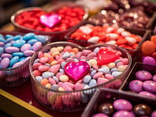 Sweet Sentiments: A Festive Assortment of Heart-Shaped Candies for Valentine's Day Celebrations