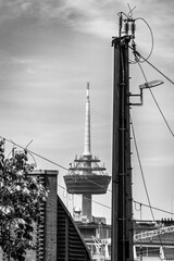 Black and White View of Colonius Tower, Cologne, Germany