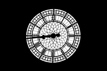 Black and White Big Ben Night Close-up, Westminster, London, UK - obrazy, fototapety, plakaty