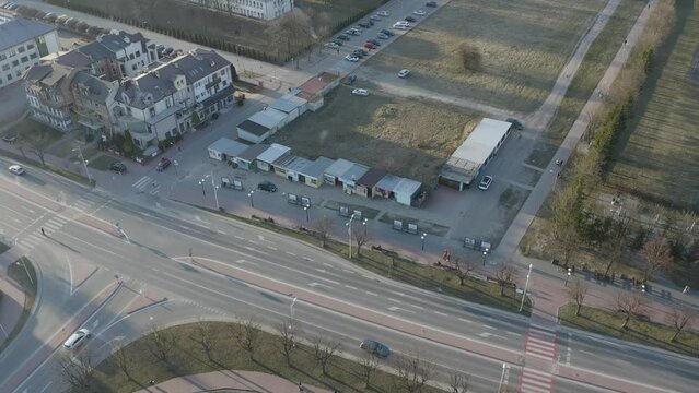 Road Downtwn Opoczno Aerial View Poland