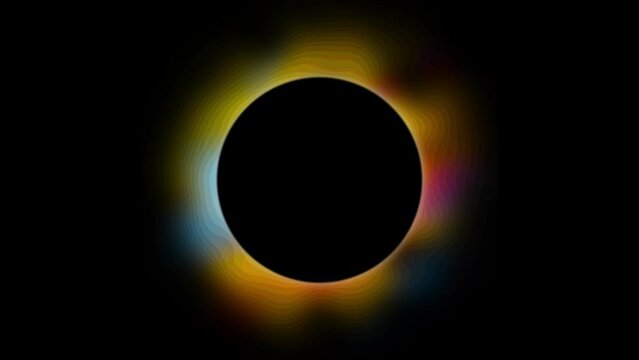 Colorful abstract posterized and glowing corona animation effect on a black background