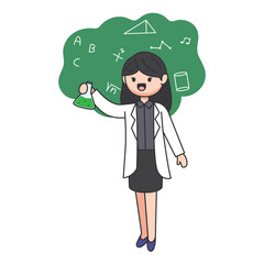 Cartoon female scientist teacher