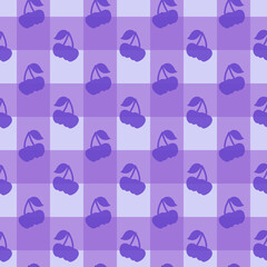 Gingham pattern and cherry seamless Plaid repeat in pink. Design for print, tartan, gift wrap, textiles, checkered background for tablecloth