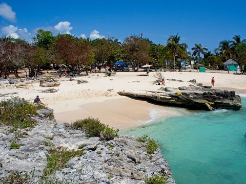 Turquoise waters wash up on Smith's Barcadere beach in the Cayman Islands