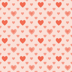 Seamless coral  pattern with hearts.Love illustration	