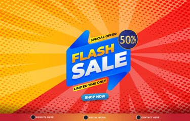special offer flash sale discount template banner with blank space for product sale with abstract gradient red and orange background design6