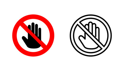 Stop icon set. stop road sign. hand stop icon vector