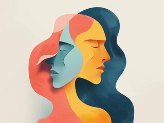 2D illustration of abstract man new shape with woman