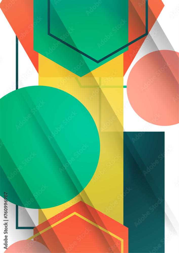 Poster abstract background from geometric shapes of circles, rectangles, hexagons. element for business bro