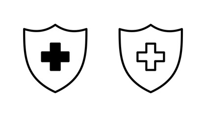 Fototapeta premium Health insurance icon set. Insurance health document icon