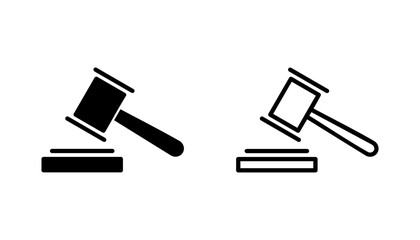 Gavel icon set. judge gavel icon vector. law icon vector. auction hammer
