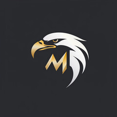 Simple Vector Logo Design of 'M' with Eagle Head