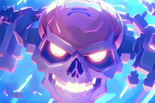 Eerie Glow, Whimsical Cartoon Skull with Luminous Eyes