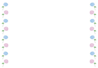 枝付きの紫陽花の縦ラインのフレーム