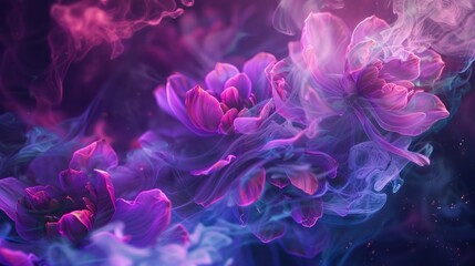Abstract ultraviolet concept illustration with floating flower wallpaper. AI generated - obrazy, fototapety, plakaty