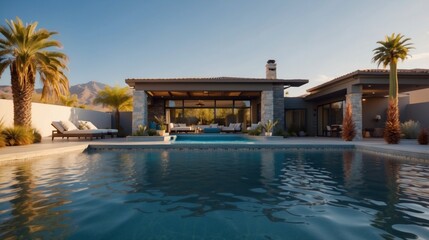 Obraz premium Outdoor custom pool and living area