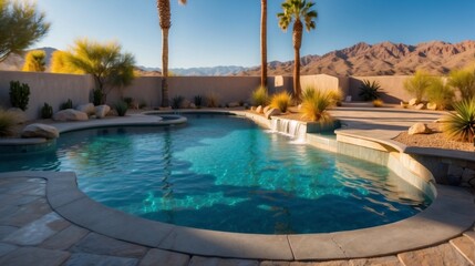 Outdoor custom pool and living area