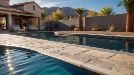 Fototapeta premium Outdoor custom pool and living area
