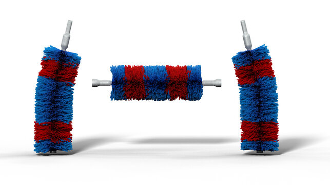 rouleaux de lavage rouges et bleus - lavage automatique pour voitures