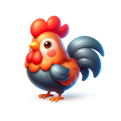 Chicken 3D animal illustration.