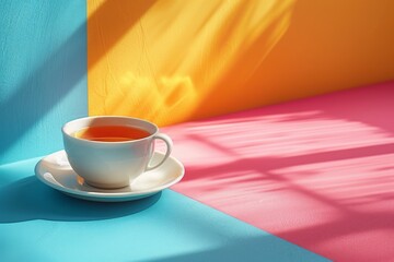 Obraz premium Cup of Tea on Saucer. Generative AI